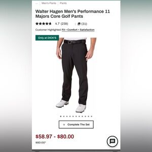 Walter Hagen Men's Black Performance Golf Pants